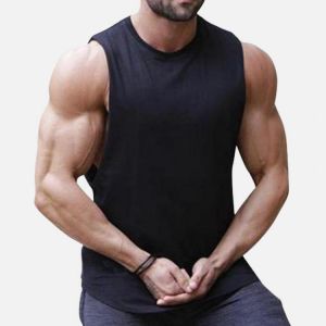 Men Stitching Back Solid Color Gym Sleeveless Tank Tops